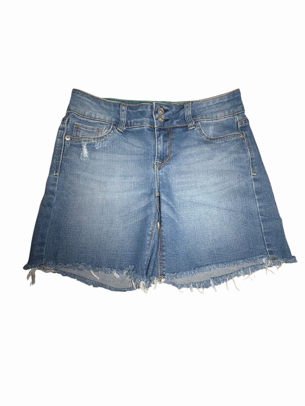 Delia's Bailey Bermuda Denim Shorts Blue Teens Size 3/4 Stretch Cut Off Womens
